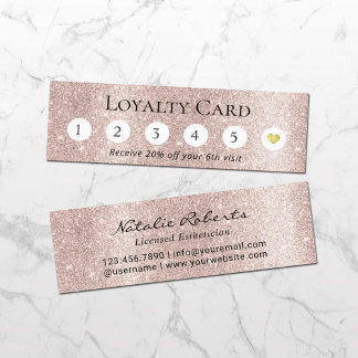 Carte De Fidélité Salon Blush Rose Gold Parties scintillant 6 Punch 
