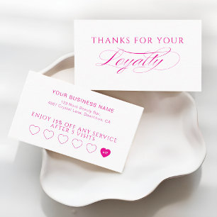Carte De Fidélité Salon de Beauté Rose Chaud et Blanc