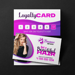 Carte De Fidélité Salon de coiffure Beauté Maquillage Violet Vibrant
