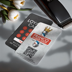 Carte De Fidélité Salon de coiffure Royal Crown Barber Pole QR