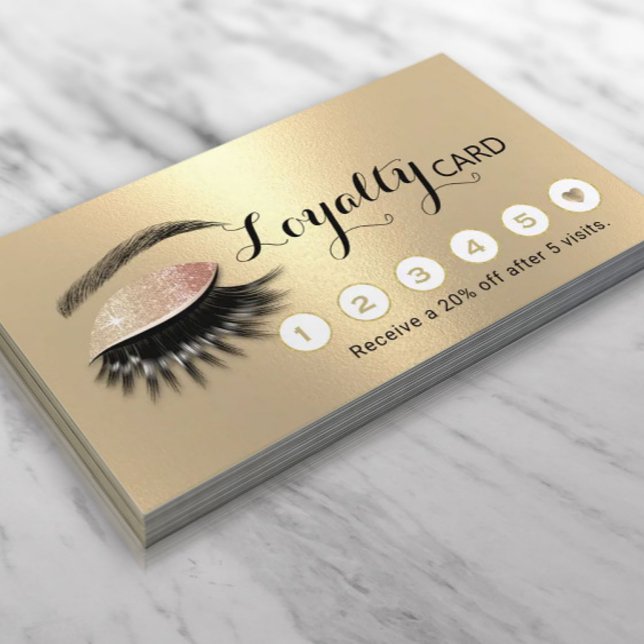 Carte De Fidélité Salon de maquillage Eyelash d'or moderne Artiste L (Créateur téléchargé)