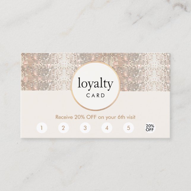 Carte De Fidélité Salon des cheveux Sequin Argent 6 Punch Loyauté (Devant)