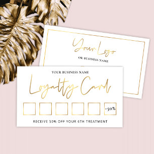 Carte De Fidélité Salon Glam Gold Logo Beauté moderne ou timbre Spa