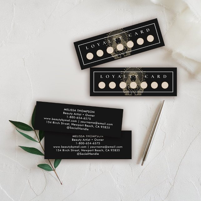 Carte De Fidélité Salon Maquillage ongles de cheveux Tarot mystique  (hair salon mini loyalty card mystical tarot celestial beauty makeup nails lashes stylist beauty)