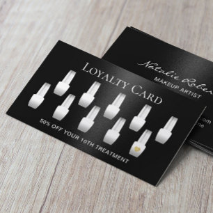 Carte De Fidélité Salon Nail Manicuriste Moderne Beauté Noire Loyau