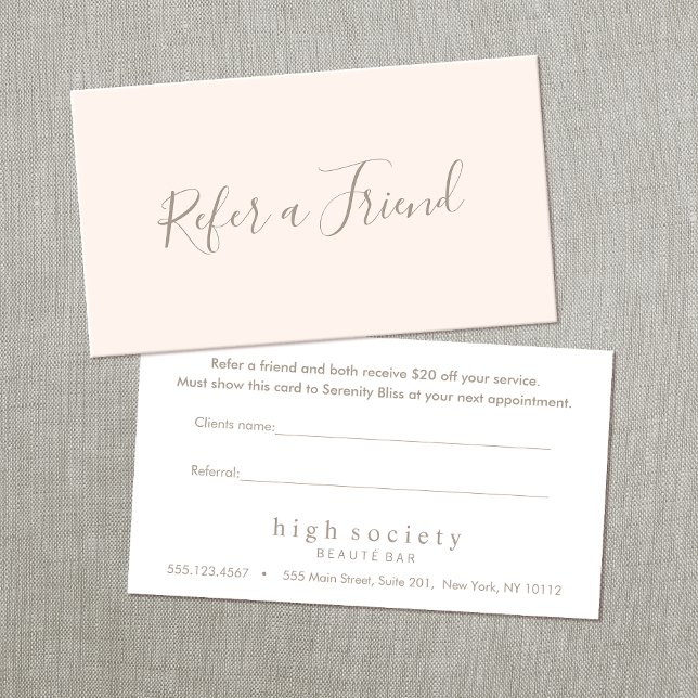 Carte De Fidélité Script rose vierge simple Référer un ami (Créateur téléchargé)