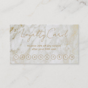 Carte De Fidélité Script simple élégant Marbre d'or moderne