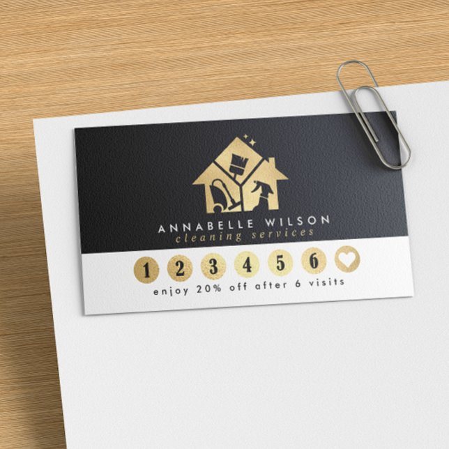 Carte De Fidélité Services de nettoyage Gold House (Créateur téléchargé)