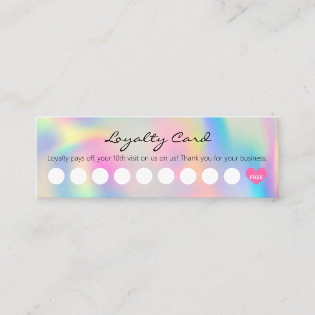 Carte De Fidélité Simple client Pastel Arc-en-ciel avec coeur (Devant)