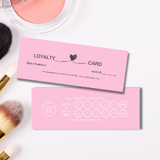 Carte De Fidélité Simple Coeur Élégante Beauté rose