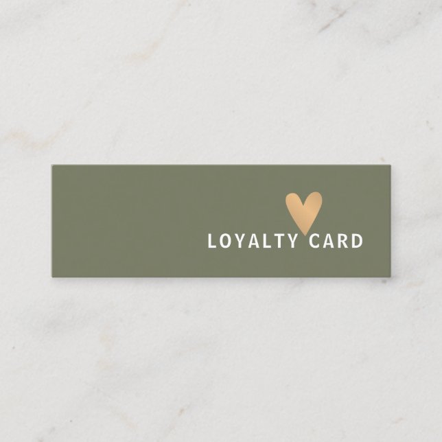 Carte De Fidélité Simple Elegant Green White Faux Gold Heart (Devant)