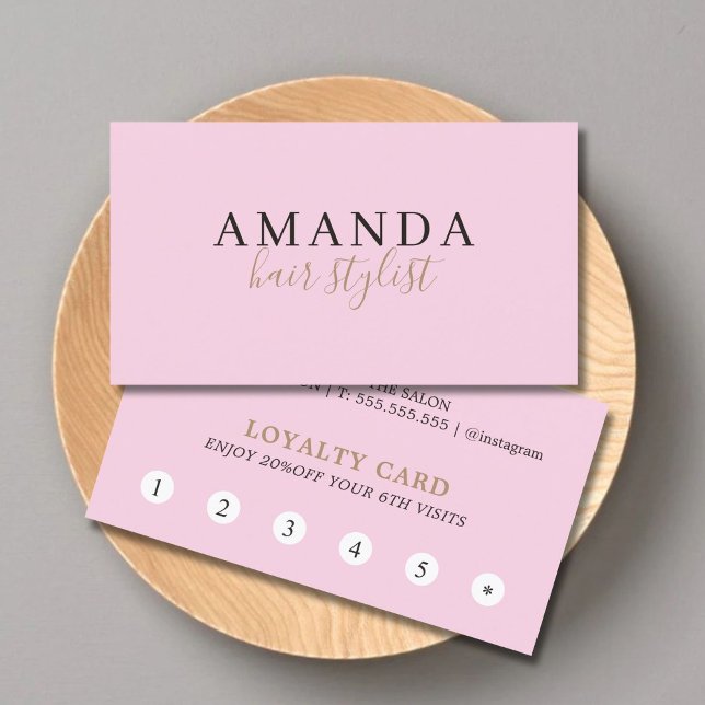 Carte De Fidélité Simple élégant salon de beauté Rose (Créateur téléchargé)