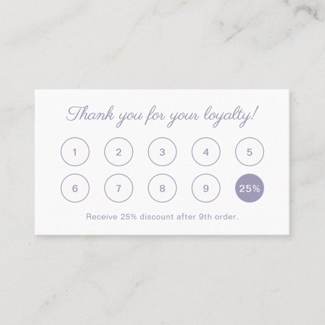Carte De Fidélité Simple Élégant Script Monogram Lavender Butterfly (Devant)