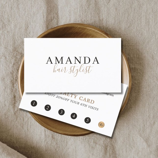 Carte De Fidélité Simple Elegant White Gold Beauty Salon (Créateur téléchargé)
