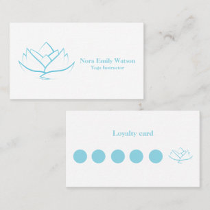 Carte De Fidélité Simple Fleur de Lotus Bleue et Blanche Entreprise 