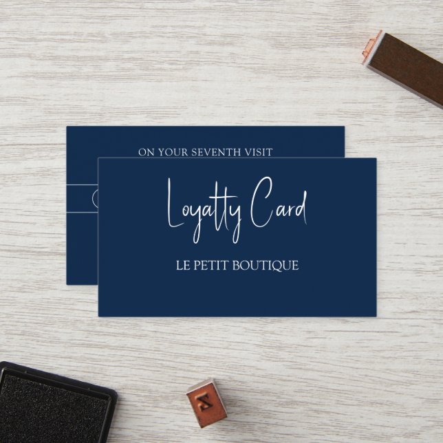 Carte de fidélité simple Navy Blue (Devant/Arrière en situation)