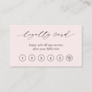 Carte De Fidélité Simple rose minimaliste Coeur QR Code élégant Mode