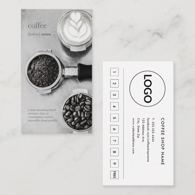 Carte De Fidélité Simple Vintage Barista Beans Coffee Programme (Devant / Derrière)