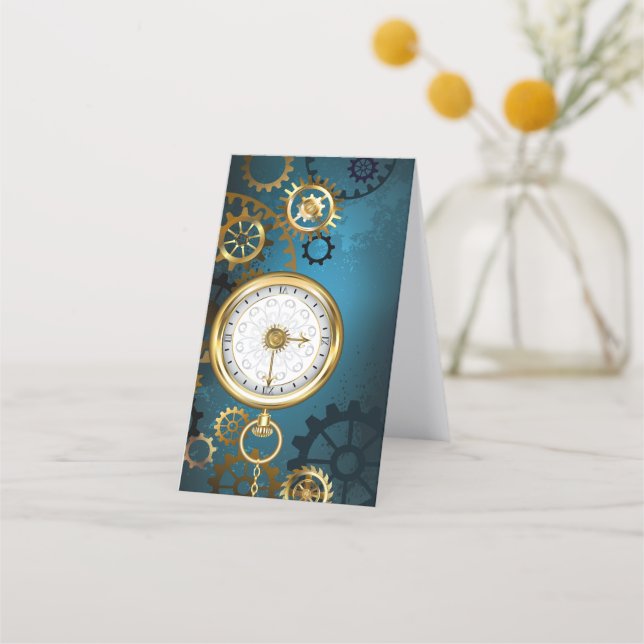 Carte De Fidélité Steampunk Arrière - plan turquoise avec Gears (Dos)