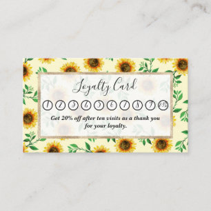 Carte De Fidélité Sunny Neon Pastel Fleurs de soleil Jaunes Motif Fe