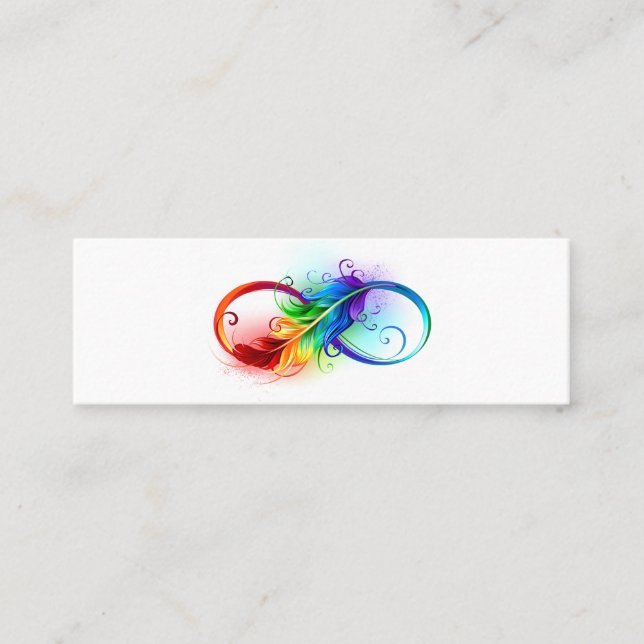Carte De Fidélité Symbole d'infini avec plume arc-en-ciel (Devant)
