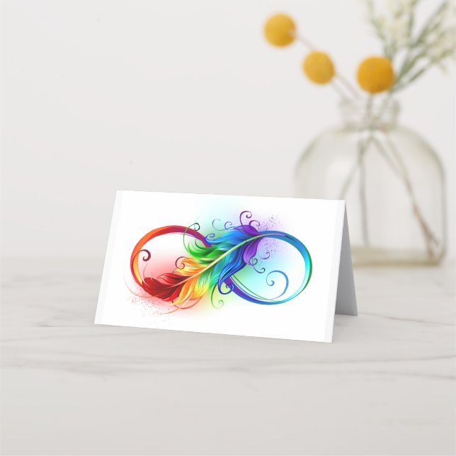 Carte De Fidélité Symbole d'infini avec plume arc-en-ciel (Devant)