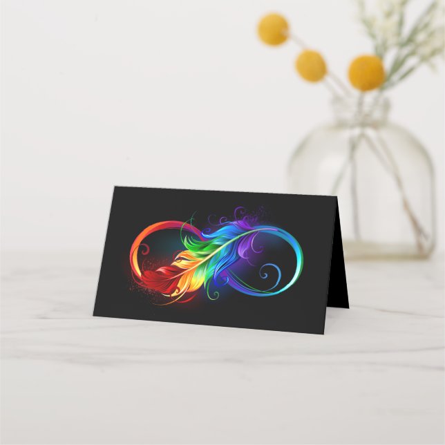 Carte De Fidélité Symbole d'infini avec plume arc-en-ciel (Devant)