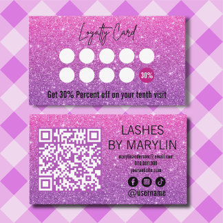 Carte De Fidélité Technicien de Parties scintillant Ombre Lash rose