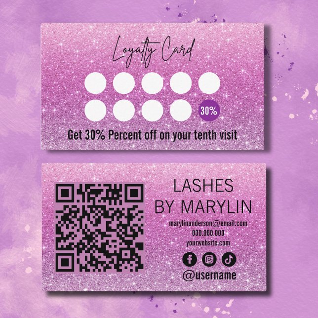 Carte De Fidélité Technologie Ombre Lash Soft Pink and Purple Partie (Créateur téléchargé)