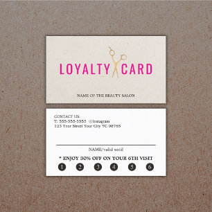 Carte De Fidélité Texture élégante Beige Rose Faux Ciseaux Or Gras