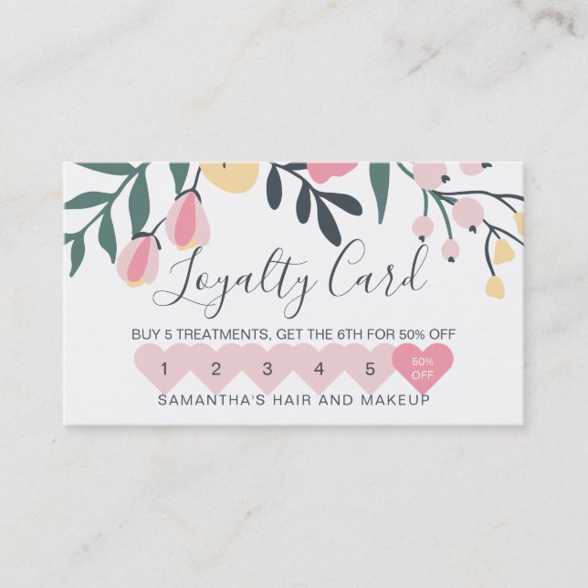 Carte De Fidélité Typographie élégante de peau de maquillage pastel  (Devant)
