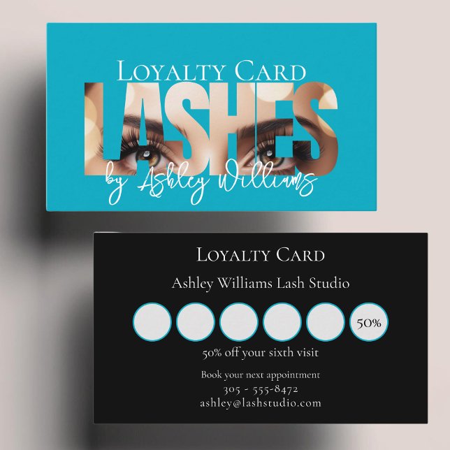 Carte De Fidélité Typographie moderne "LASHES by" lash artiste (Créateur téléchargé)