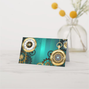 Carte De Fidélité Veille bijoux Steampunk sur un Arrière - plan vert