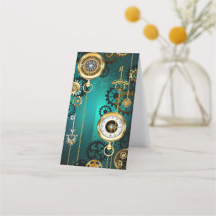Carte De Fidélité Veille bijoux Steampunk sur un Arrière - plan vert