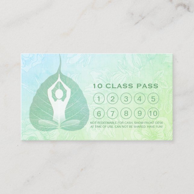 Carte De Fidélité Yoga Studio Classe Pass Méditation Pose Bodhi Leaf (Devant)