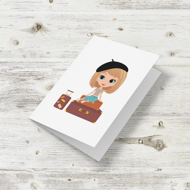 Carte de Fille Partant en Vacances (Créateur téléchargé)