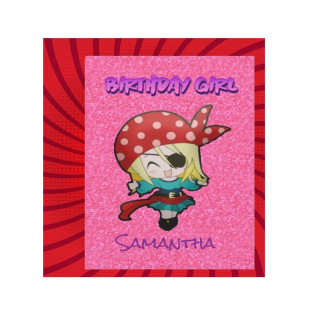Carte de fille pirate pastel rose pour anniversair (Introducing our Pink Pastel Glitter Pirate Girl Card — it's not just cute, it's absolutely delightfu)