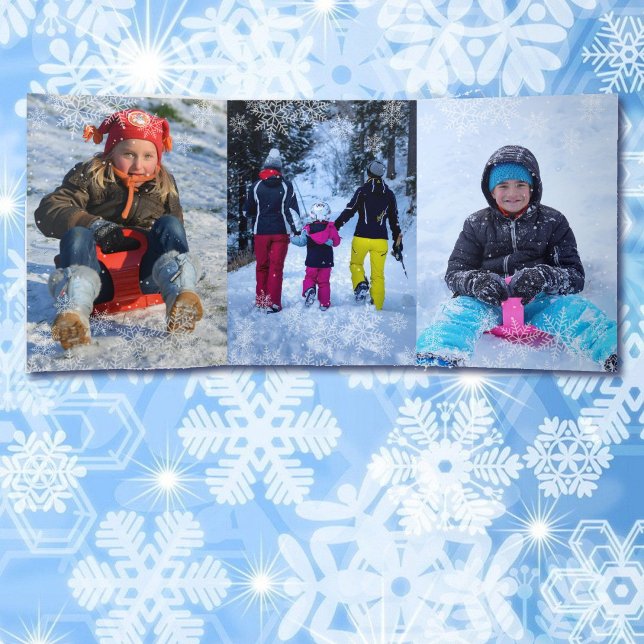 Carte De Fin D'année Trois Volets 4 grandes photos Fenêtre Flocon de neige superposi (Créateur téléchargé)