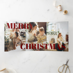 Carte De Fin D'année Trois Volets 9 Photo Oh Quelle Joie Joyeux Noël Personnalisé