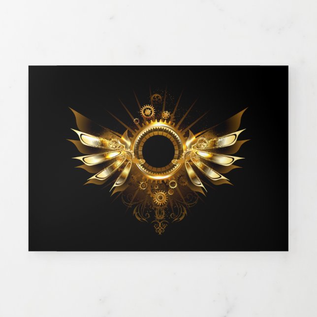 Carte De Fin D'année Trois Volets Ailes de Steampunk (Page de couverture)