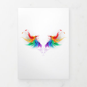 Carte De Fin D'année Trois Volets Ailes fluffy arc-en-ciel