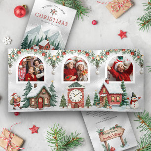 Carte De Fin D'année Trois Volets Arc-en-ciel de Noël coloré pour enfants mignons Ph