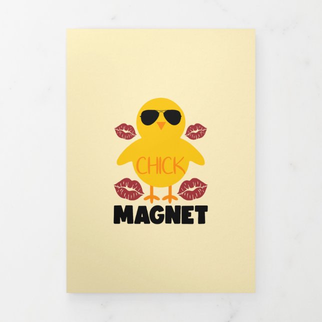 Carte De Fin D'année Trois Volets Baisers de poulet Magnet printemps heureux Pâques  (Page de couverture)