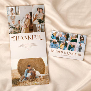 Carte De Fin D'année Trois Volets Béni Grateful 18 Photo Fancy Thanksgiving