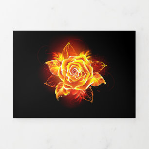 Carte De Fin D'année Trois Volets Blooming Fire Rose