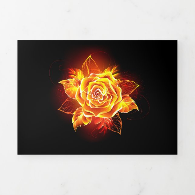 Carte De Fin D'année Trois Volets Blooming Fire Rose (Page de couverture)