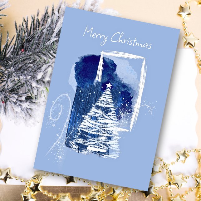 Carte De Fin D'année Trois Volets Blue Christmas Multi Photo Collage (Créateur téléchargé)