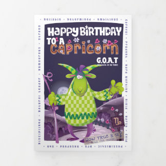 Carte De Fin D'année Trois Volets Bonne carte d'anniversaire "Cappy" Capricorn