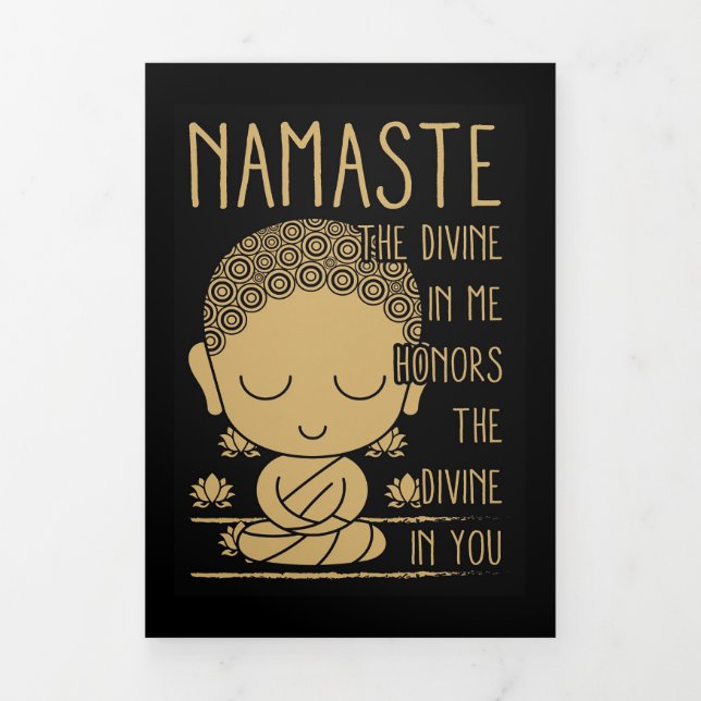 Carte De Fin D'année Trois Volets Bouddha Namaste le Divin en Moi (Page de couverture)
