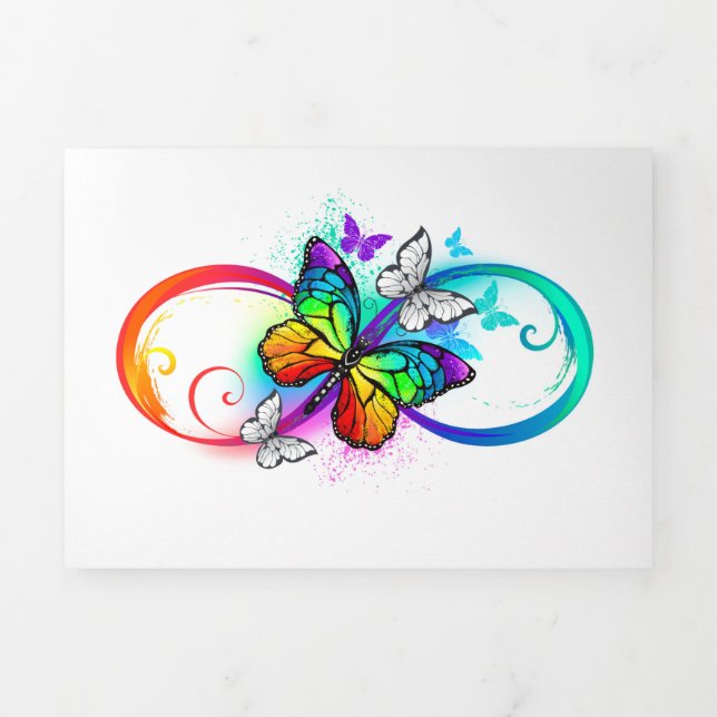 Carte De Fin D'année Trois Volets Bright infinity with rainbow butterfly (Page de couverture)